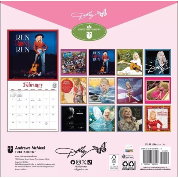 Dolly Parton 2025 Wall Calendar A Collection of Album Covers Backwoods Barbie - Picture 2 of 2